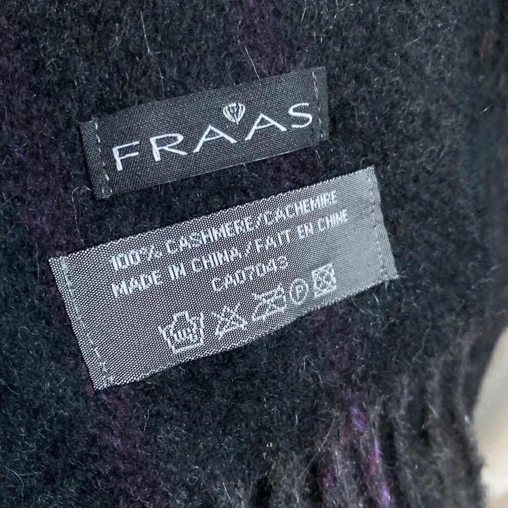 Fraas Cashmere Charcoal Grey Purple Stripe Men's Scarf